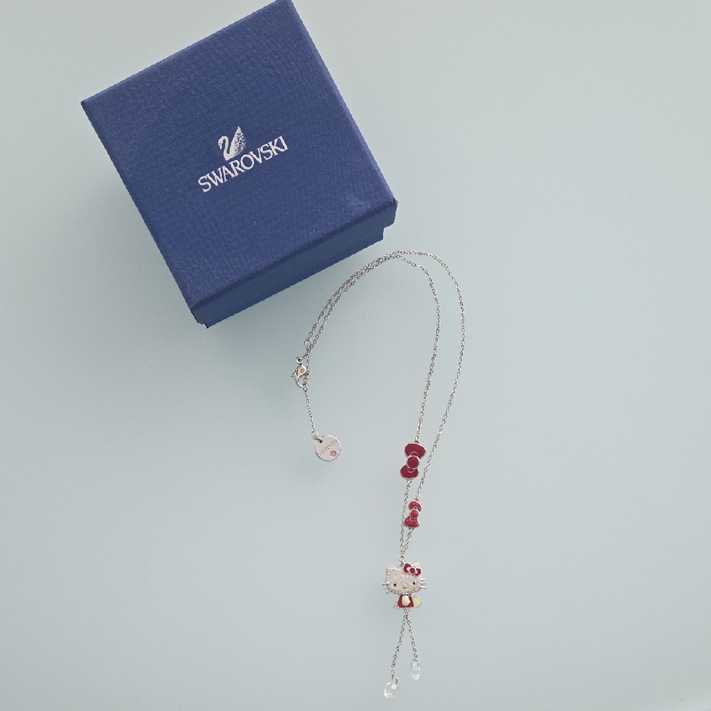 NWB Swarovski X Sanrio Hello Kitty Red and Silver Charm Necklace - Picture 2 of 13